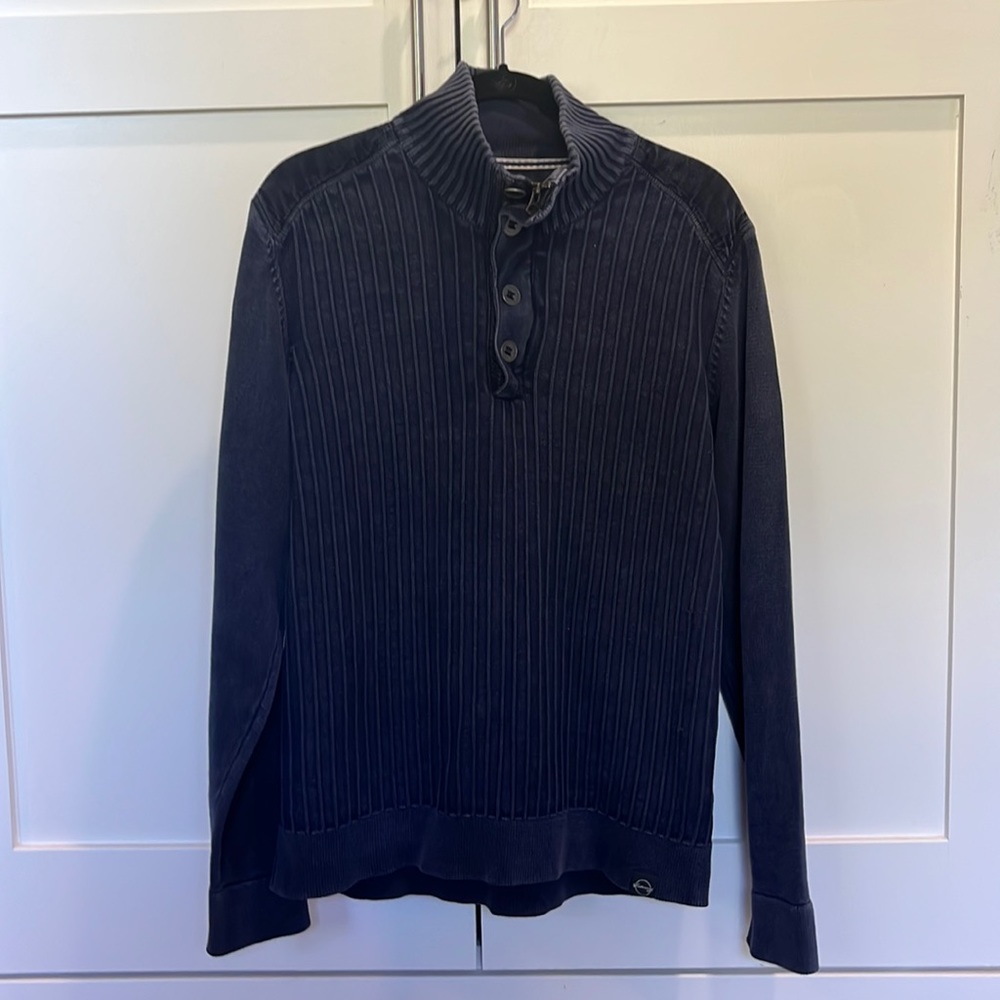 WEATHERPROOF Vintage Zip/Button Neck 100% Cotton Size Medium